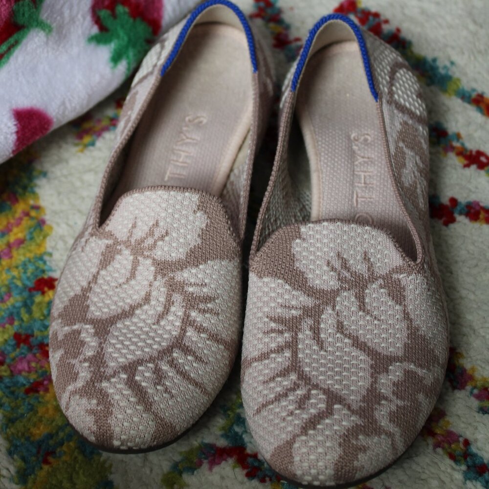 Rothy’s Lily Loafer Grey/Pink Knit Flats Size 7